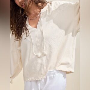 Aerie Easy Street‎ Pullover Oversized Tie Neck Sweatshirt Size Medium